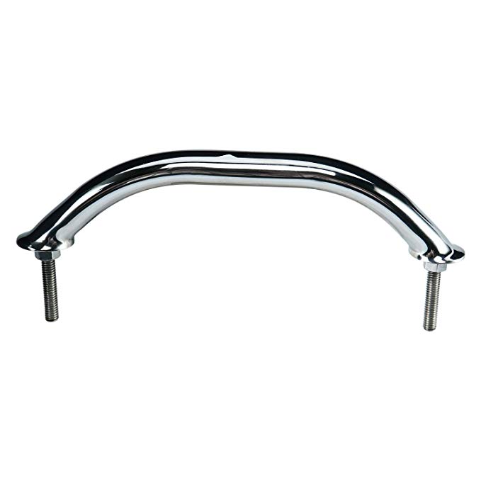 Amarine-made Polished Stainless Heavy Duty Oval Boat Marine Grab Handle Hand Rail with Flange & Stud