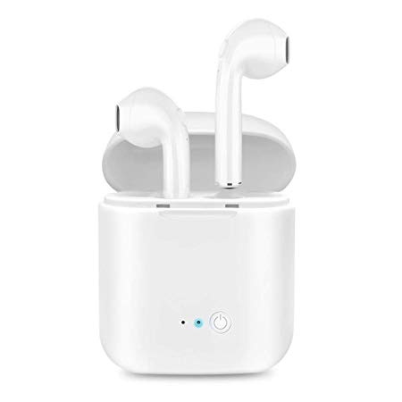 Bluetooth Headphones 5.0 Earbuds Earphones Stereo Sports Headphons Earbuds Noise Cancelling and Waterproof Headsets with Built-in Mic Portable Charging Case-White