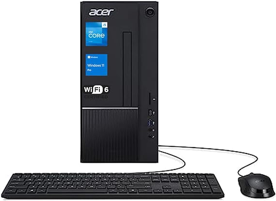 acer Aspire Newest 13th Generation i5 Business Tower Desktop Computer, 13th Gen Intel Core i5-13400, 32GB RAM, 1TB SSD, Wi-Fi 6, HDMI, Wired Keyboard and Mouse, Windows 11 Pro, Black