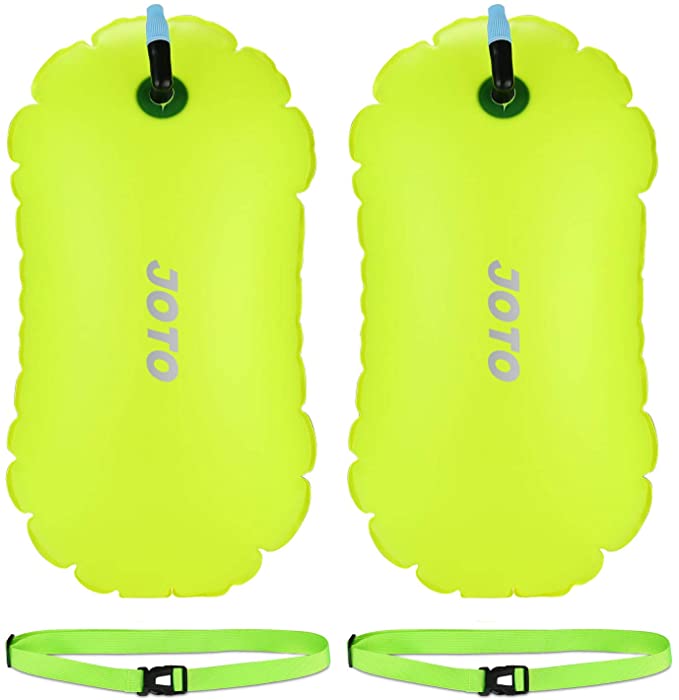 JOTO [2 Pack] Swim Buoy Float, Swimming Bubble Safety Float with Adjustable Waist Belt for Open Water Swimming, Safe Swim Training, Triathletes, Kayaking, Snorkeling