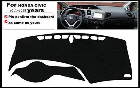 Fly5D Dashboard Mat Sun Cover Pad Dash Mat for Honda Civic Year 2011-2015