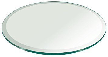 24" Inch Round Glass Table Top 3/8" Thick Tempered Beveled Edge by Fab Glass and Mirror