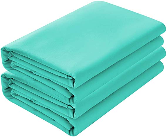 BASIC CHOICE 2-Pack Flat Sheets, Breathable Bed Top Sheet, Wrinkle, Fade Resistant - King/California King, Turquoise