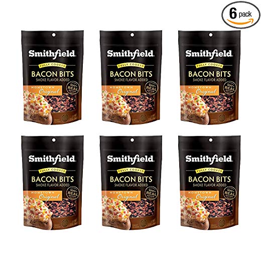 Smithfield Hometown Original Bacon Bits, Made from 100% Real Bacon, Fully Cooked, 6 pack