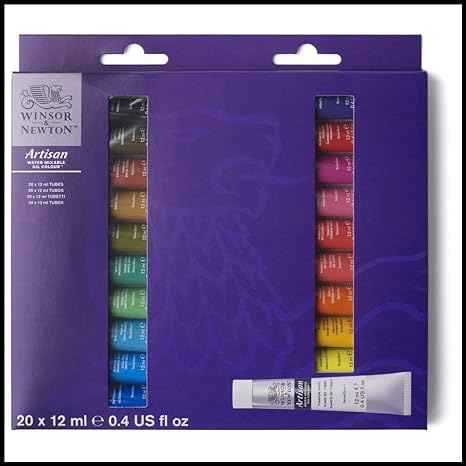 Winsor & Newton Artsan Water Mixable Oil Color Paint Set, 20x12ml