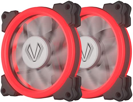 Vetroo 2 Packs SG120 Gaming Pc Case Fans, 120mm Halo Ring LED Computer Cooling Fans, Neon Quite Clear Fan Mod 4 Pin / 3 Pin Fan (2 Pack Red)