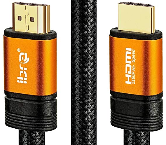 IBRA Orange HDMI Cable 1M(2 Pack) - UHD HDMI 2.0 (4K@60Hz) -18Gbps-28AWG Braided Cord -Gold Plated Connectors - Ethernet,Audio Return,compatible with 4K 2160p,HD 1080p,3D -Xbox PlayStation PS3/4