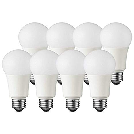 TCP 60 Watt LED A19, 8 Pack, Soft White, Dimmable Light Bulbs