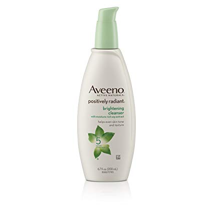 Aveeno Positively Radiant Brightening Facial Cleanser for Sensitive Skin, Non-Comedogenic, Oil-Free, Soap-Free & Hypoallergenic, 6.7 fl. oz