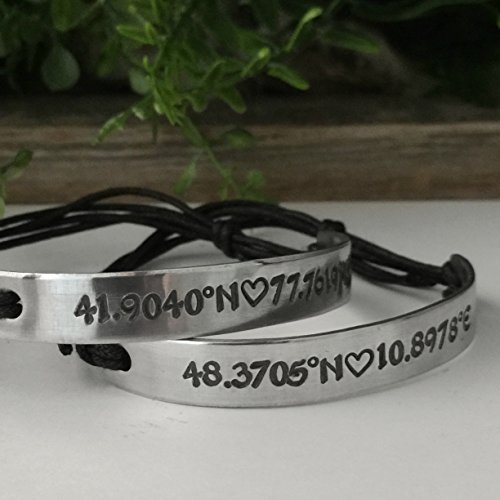 Coordinates Bracelet for Couples - Set of Two - Custom Couples Bracelets