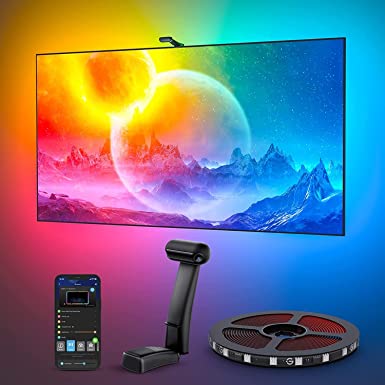 Govee Envisual LED TV Backlight T2 with Dual Cameras, DreamView RGBIC Wi-Fi TV Lights for 75-85 inch TVs, Double TV Light Beads, Adapts to Ultra-Thin TVs, Smart App Control, Music Sync