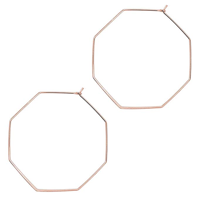 WOWSHOW Fashion Geometric Octagon Hexagon Hoop Earrings for Women Girls