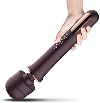 Cordless Personal Wand Electric Massager with 10 Powerful Magic Vibrations, MANFLY Rechargeable Handheld Back Massager Wand Massage (Purple)