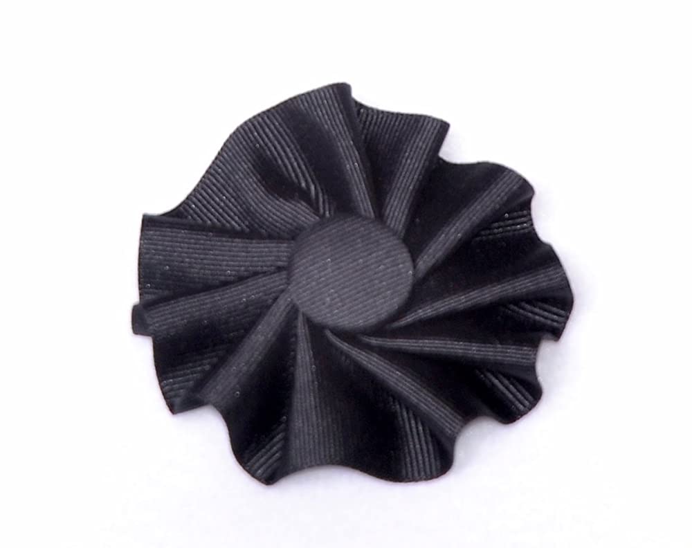 Black Ribbon Cockade Badge Hat Trim with Brooch Pin Back