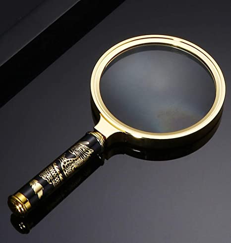 Magnifying Glass 6X   8X Magnification Magnifier Handheld Magnifier for Science, Reading Book, Inspection. (6X Gold)