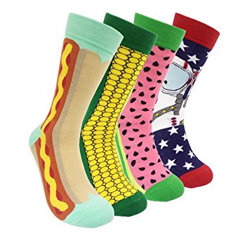 Mens Colorful Dress Socks Argyle – HSELL Men Multicolored Pattern Fashionable Fun Crew Socks 4 Pack