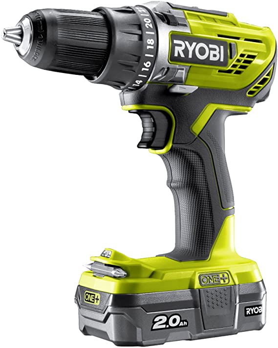 Ryobi R18DD3-120S One Plus Cordless Drill Driver Starter Kit, 18 V, Hyper Green