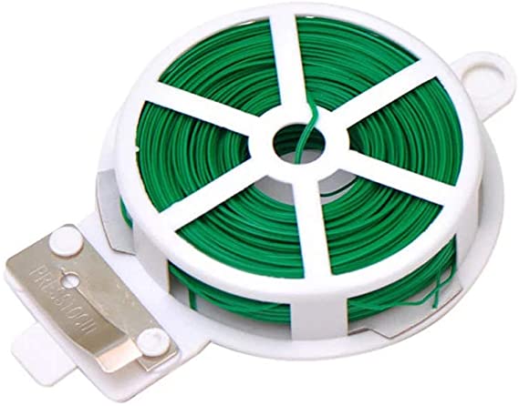 DeoDap Plastic Twist Tie Wire Spool with Cutter for Garden Yard Plant 50m (Green)