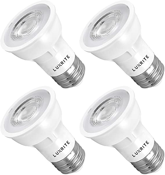 Luxrite PAR16 LED Bulb, 5.5W (50W Equivalent), 2700K Warm White, 450 Lumens, Dimmable Spot Light, Enclosed Fixture Rated, 40° Beam Angle, ETL, Damp Rated, E26 Medium Base (4 Pack)