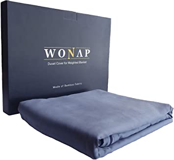 WONAP Bamboo Duvet Cover for Weighted Blankets | 48''x78'', Twin Size | 8 Ties | Ultra Soft | Cooling | Folkstone Grey
