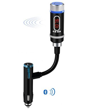 Cootree® F33 Wireless Bluetooth FM Transmitter, Multifunction Car Kit with Hands-Free Calling, Music Controlling, Radio Adapter and USB Charging Port for Smartphone, iphone, ipad