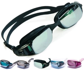 Aguaphile Mirrored Swim Goggles Soft and Comfortable - Anti-Fog UV Protection, Best Tinted Swimming Goggles with Case - Compare to Speedo, Aqua Sphere, or Ispeed - Adult Men or Women, Premium Quality