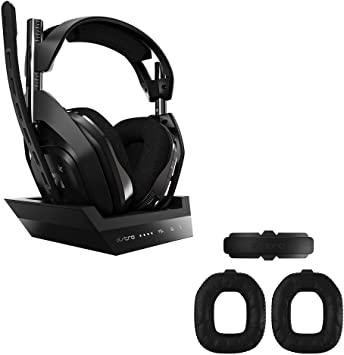 ASTRO Gaming A50 Wireless Gaming Headset   Charging Base Station, 2.4 GHz Wireless, 15m range for PS5, PS4, PC, Mac   Mod Kit Gen 4 for Noise Isolation