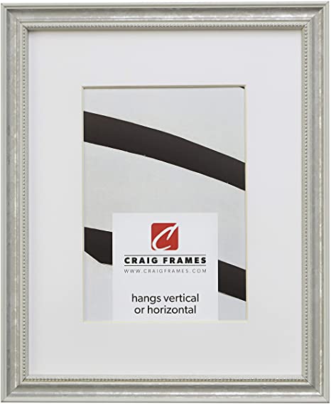 Craig Frames 314WH 20 x 24 Inch Ornate White and Silver Picture Frame Matted to Display a 16 x 20 Inch Photo