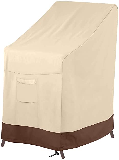 Vailge Stackable Patio Chair Cover,100% Waterproof Outdoor Chair Cover, Heavy Duty Lawn Patio Furniture Covers,Fits for 4-6 Stackable Dining Chairs,36" Lx28 Wx47 H,Beige&Brown