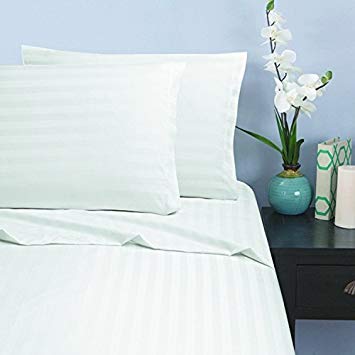 Elegant Comfort 1500 Thread Count -Damask Stripes- Egyptian Quality Luxurious Silky Soft Wrinkle & Fade Resistant 4 pc Sheet Set, Deep Pocket Up to 16" - California King White