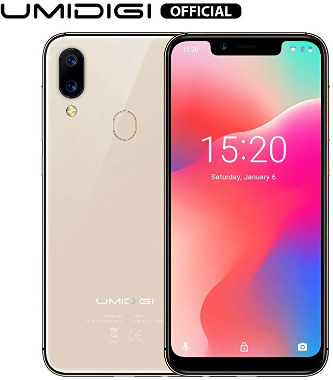UMIDIGI A3 Pro Mobile Phone Unlocked Dual 4G Volte Smart Phone 5.7" Incell 19:9 Full-Screen Display 3GBRAM 16GB ROM 2 1 Triple Slot Face Unlock 12MP   5MP Dual Camera Android 9.0[Rose Gold]