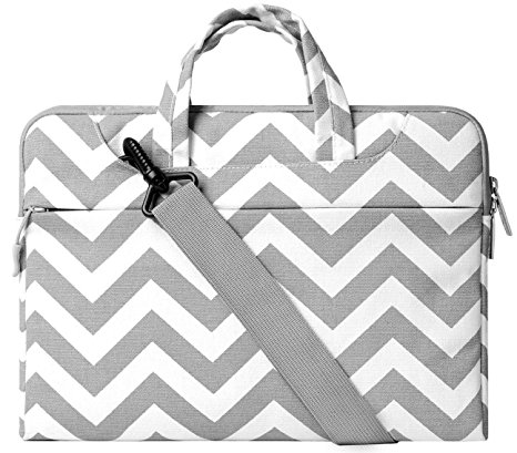 Mosiso Chevron Style Fabric Sleeve Case Cover Bag with Shoulder Strip for 15-15.6 Inch MacBook Pro, Notebook Computer, Gray