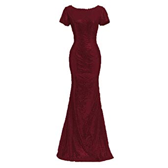 Honey Qiao Burgundy Bridesmaid Dresses Modest Long High Back Formal Gowns