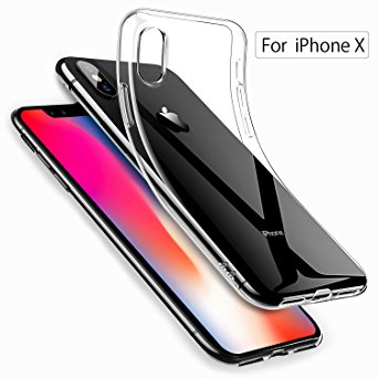 iPhone X Case, AOFU iPhone X Case Clear Shockproof Bumper Transparent Silicon TPU Ultra Thin Crystal Soft Cover for iPhone X