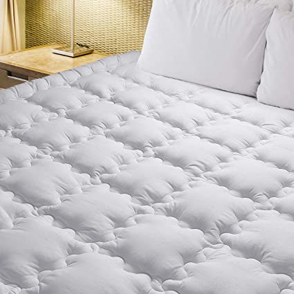 Full XL Mattress Pad Cover Stretches up 8-21" Deep Pocket - Hypoallergenic Fitted Quilted Mattress Topper Pillowtop with Snow Down Alternative（Full XL