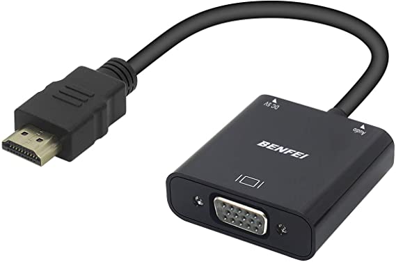 HDMI to VGA, BENFEI Gold-Plated HDMI to VGA Adapter (Male to Female) with 3.5mm Audio Compatible with Computer, Desktop, Laptop, PC, Monitor, Projector, HDTV, Raspberry Pi, Roku, Xbox, PS4, Mac Mini