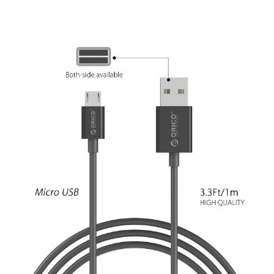 ORICO Micro-B USB20 Charge and Sync Cable 33Ft with Reversible Design Integrated Max Power Technology for Samsung Nexus LG Motorola Android Smartphones and More-Black