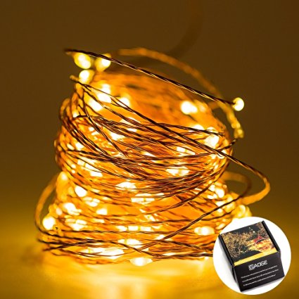 LED String Lights -100 Leds, 33 feet Copper Wire, Warm White Outdoor Decor Lighting for Bedroom ,  Birthday Parties, Wedding and Decorations - Hang on the Furniture, Party Tent or Trees - Water-Proof