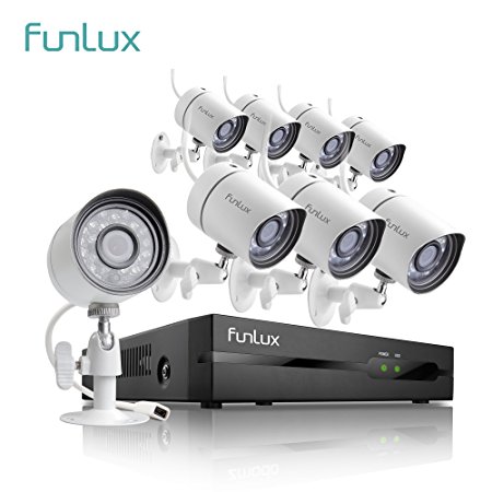 Funlux 8 Channel 1080p HDMI NVR Simplified PoE 8 720p HD Outdoor Indoor Security Camera System No Hard Drive
