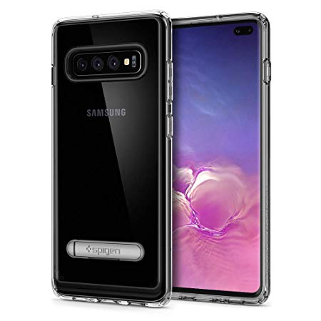 Spigen [Ultra Hybrid S] Galaxy S10 Plus Case Cover with Magnetic Kickstand and Hybrid Protection Designed for Galaxy S10 Plus (2019) - Crystal Clear