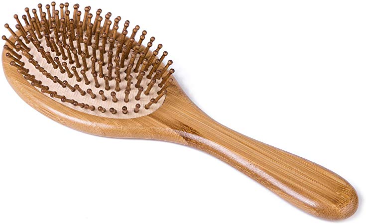 Xena 100% Anti Microbial Natural Bamboo Hair Brush Bamboo Bristles Scalp Spa Massaging Styling Brush Women All Hair Types Anti Static Detangler Massage Scalp Strong Healthy Hair Eco Friendly 9.8 Inch