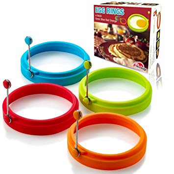 New Egg Ring, Silicone Egg Rings Non Stick, Egg Cooking Rings, Perfect Fried Egg Mold or Pancake Rings(4pcs)