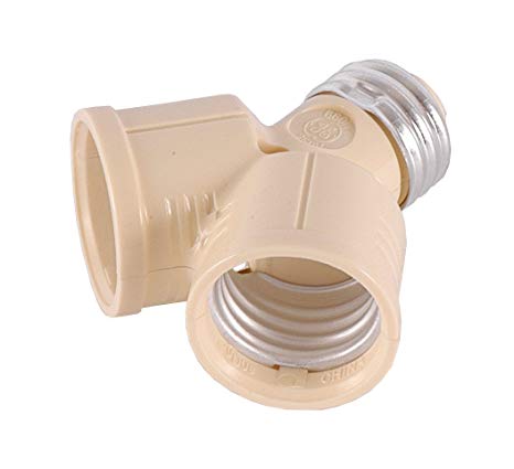 GE Twin, Converts One Bulb Socket into Two, Adapter, Perfect for Workshop, Garage or Utility Room, UL Listed, Light Almond, 54551, Splitter
