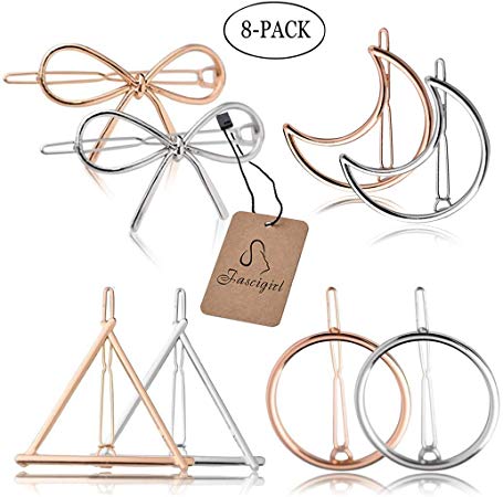 Womens Hair Clips,Aniwon 8Pcs Hollow Double Triangle Loop Barrettes Clamps Round Moon Bowknot Metal Hairpins Bobby Pin Styling Accessories for Girls and Women