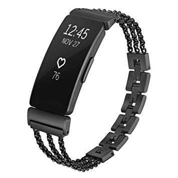 fastgo Compatible with Fitbit Inspire HR Bands/Fitbit Inspire Band, Adjustable Stainless Steel Replacement Wristbands Classy Dressy Bracelet Heart Rate Inspire Straps Accessories for Women Girls