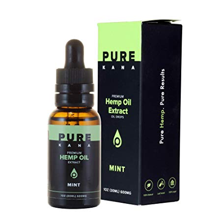 PureKana Oil - Mint Flavored Pure Hemp Oil Extract - 100% Natural - Reduce Anxiety, Relieve Pain, Improve Sleep Quality (600mg)