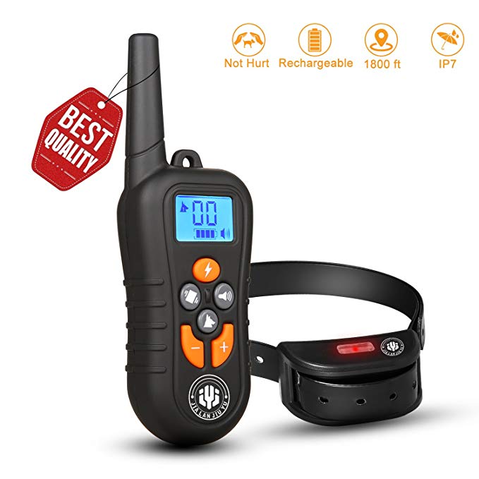 JIAHONG Dog Training Collar,Shock Bark Training Collar for dogs, NO Hurt and Rechargeable and IP7 Level Waterproof with 1800FT Remote Electronic Collar Modes for Small Medium Large Dogs