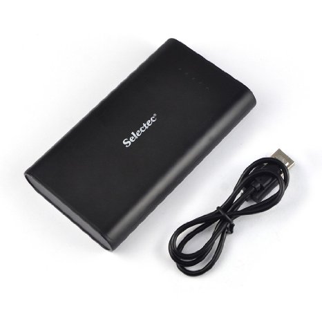 SELECTEC 18000mAh External Portable Battery Pack Power Bank with Double USB Output For iPhone, iPad, Samsung Galaxy, Vodafone, HTC, LG, MOTO, Google Nexus, Smart Phone Charger - Black