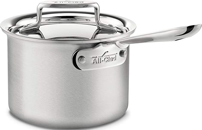 All-Clad BD55202 D5 Brushed 18/10 Stainless Steel 5-Ply Bonded Dishwasher Safe Sauce Pan Cookware, 2-Quart, Silver