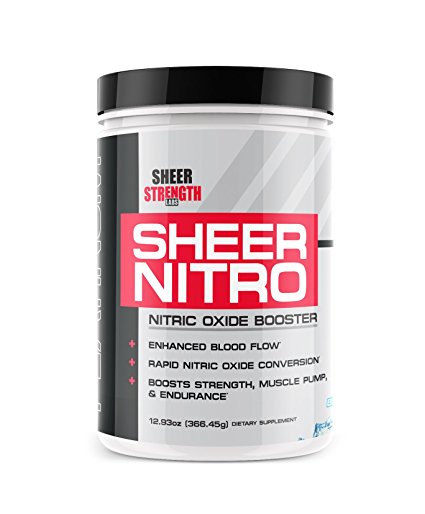 Sheer NITRO Nitric Oxide Powder and Muscle Builder Supplement, Pure Nitric Oxide Booster, Blue Razz Flavor, 30 Servings, 366 grams